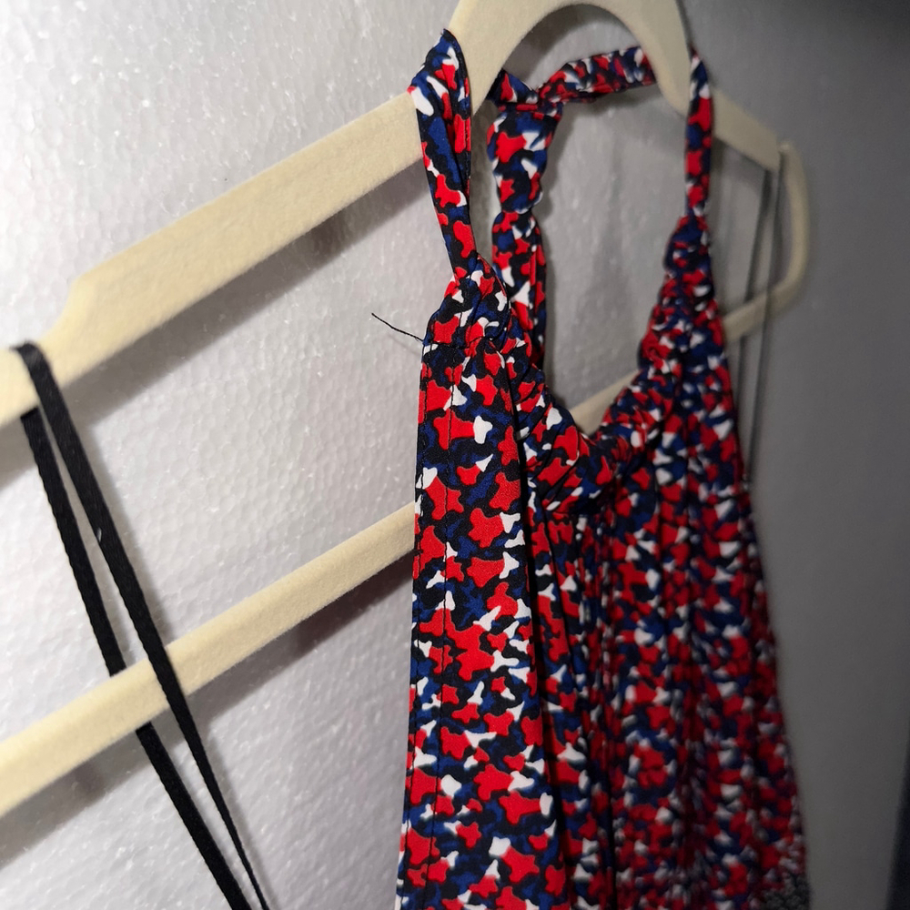ROBERT RODRIGUEZ $395 Sz 8 Red Navy HALTER MIDI DRESS Floral High End WOMENS 8 - Picture 7 of 13